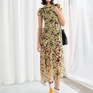 & Other Stories Stretch Mesh Floral Midi Dress